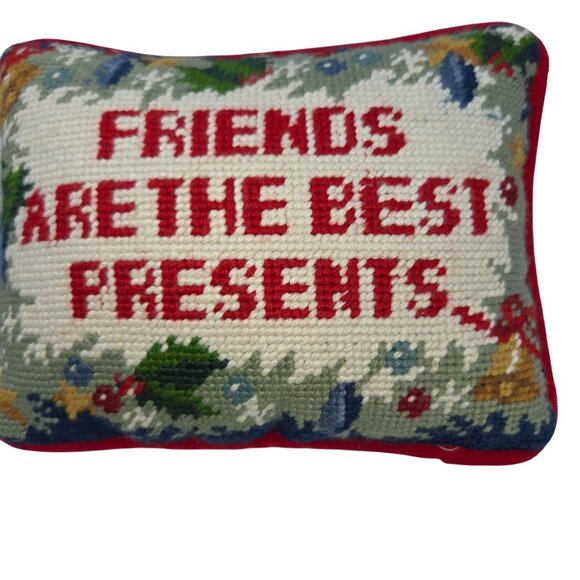 Friends Are The Best Presents Needlepoint Decorative Pillow 6.5" X 9" - Picture 2 of 4